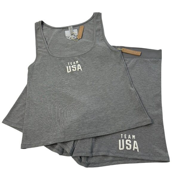 SKIMS Tops - SKIMS Soft Lounge Tank Top + Boxer Short Set Team USA  Heather Gray 3X